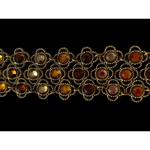 Rhinestone Crystal Link Choker Necklace Party Prom Necklace Women Gold Brown - Picture 5 of 10